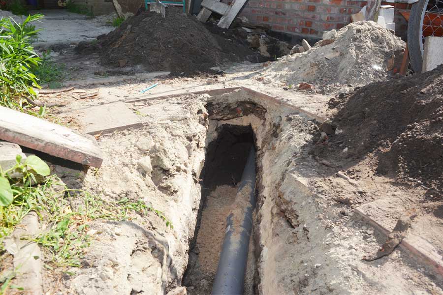 Exposed drain pipe during routine maintenance work in Lake Oswego
