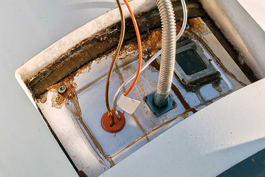 Water heater repair addressing corrosion and damaged internal parts